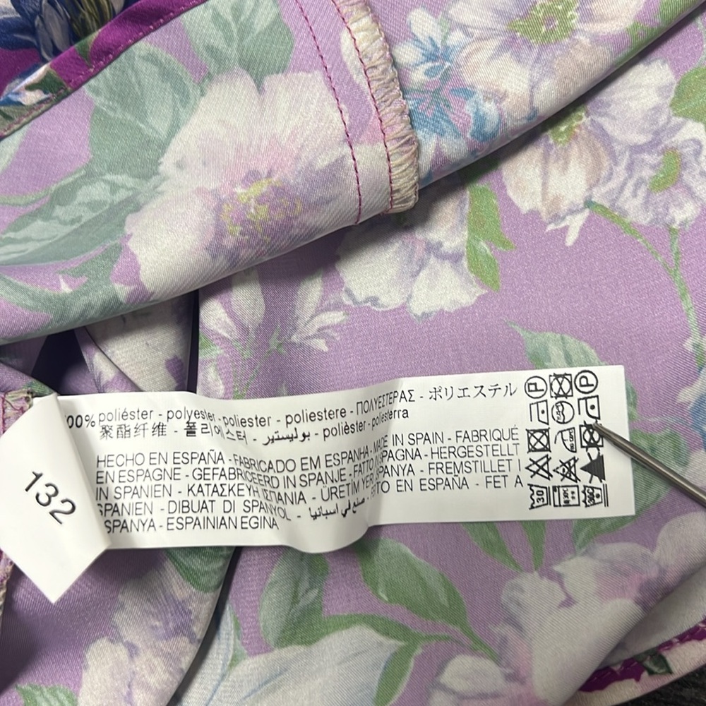 Zara Satin Silky Cowl Neck Blouse Camisole Floral Purple Bloomcore Lg Y2K Style - Picture 6 of 9